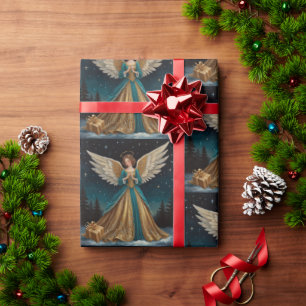 Eleganter Christmas Eve Angel Geschenkpapier