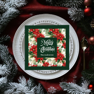Eleganter Christmas Napkins Red Green Individuelle Serviette
