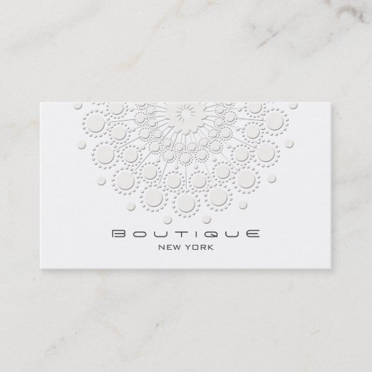 Eleganter Circle Motif White Visitenkarte (Vorderseite)