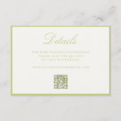 Eleganter Citrusgrüner Hochzeit QR-Code im Old-Mon Begleitkarte (Vorderseite)