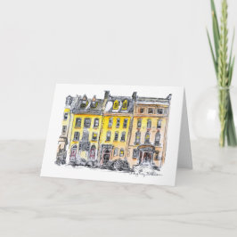 Eleganter City Brownstones HandGezeichnet Pen und  Karte