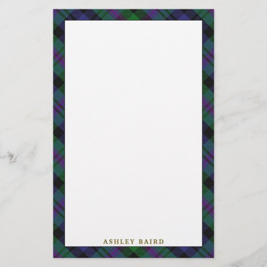 Eleganter Clan-BairdTartan kariert Briefpapier (Vorderseite)