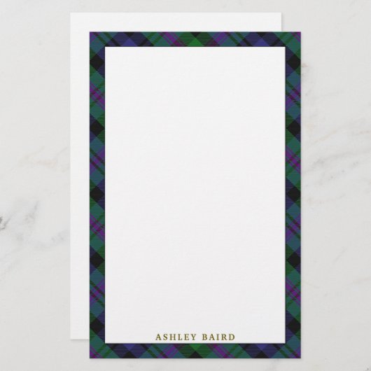 Eleganter Clan-BairdTartan kariert Briefpapier (Vorne/Hinten)