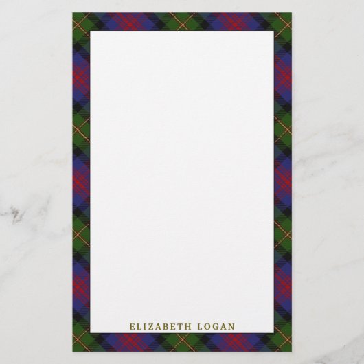 Eleganter Clan Logan Tartan Kariert Briefpapier (Vorderseite)