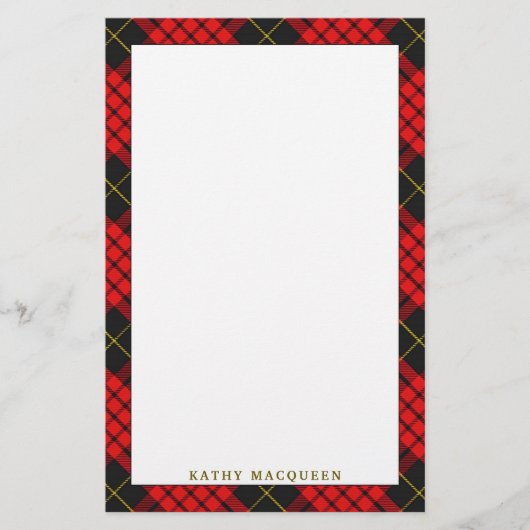 Eleganter Clan MacQueen Tartan Kariert Briefpapier (Vorderseite)