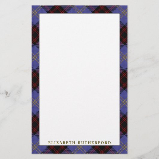 Eleganter ClanRutherfordTartan kariert Briefpapier (Vorderseite)