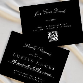 Eleganter Classic Black & White Wedding QR CODE UA Mitteilungskarte