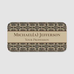 Eleganter Classic Brown Sepia Tone: Vintag Barock Namensschild
