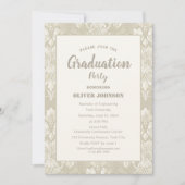 Eleganter Classic Damask Abschluss Einladung (Vorderseite)