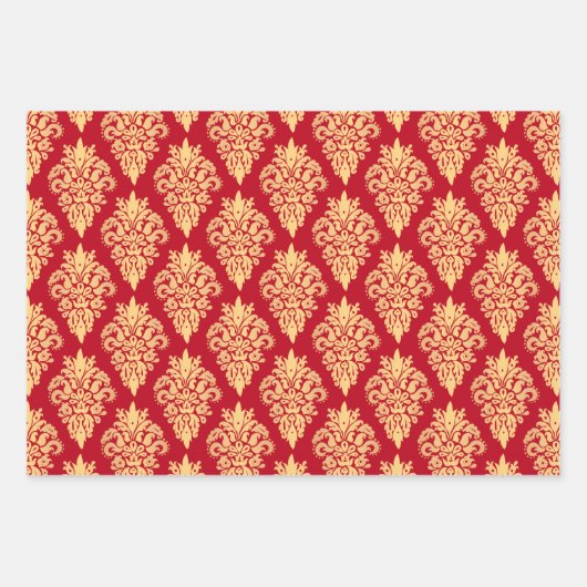 Eleganter Classic Damask Geschenkpapier Set (Vorderseite 3)