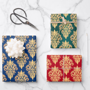 Eleganter Classic Damask Geschenkpapier Set