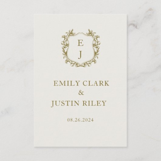 Eleganter Classic Gold Wedding QR Code Details Begleitkarte (Rückseite)