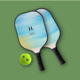 Eleganter Classic Monogram Blue Prism Glass Person Pickleball Schläger