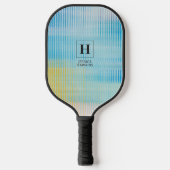 Eleganter Classic Monogram Blue Prism Glass Person Pickleball Schläger (Vorderseite)