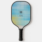 Eleganter Classic Monogram Blue Prism Glass Person Pickleball Schläger (Rückseite)