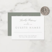 Eleganter Classic Sage Green Wedding QR CODE UAWG Mitteilungskarte (Vorderseite/Rückseite Beispiel)
