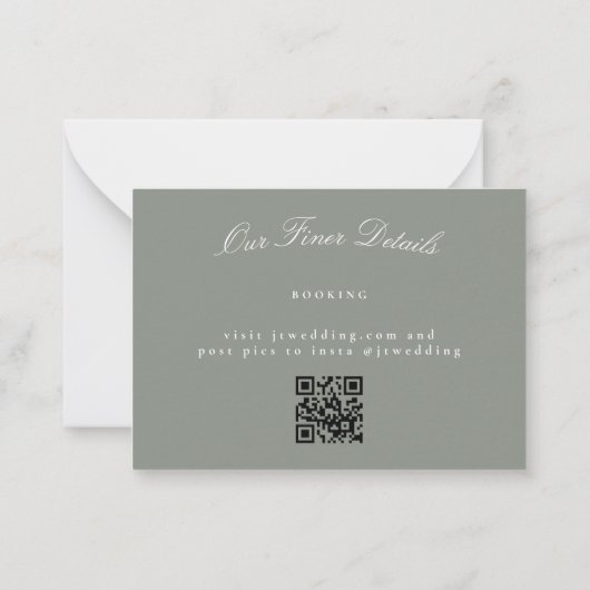Eleganter Classic Sage Green Wedding QR CODE UAWG Mitteilungskarte (Rückseite)