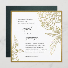 ELEGANTER CLASSY GOLD FOIL FLORAL WEDING INVITE DANKESKARTE