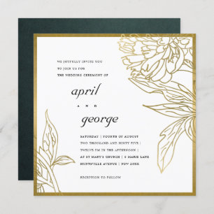 ELEGANTER CLASSY GOLD FOIL FLORAL WEDING INVITE DANKESKARTE