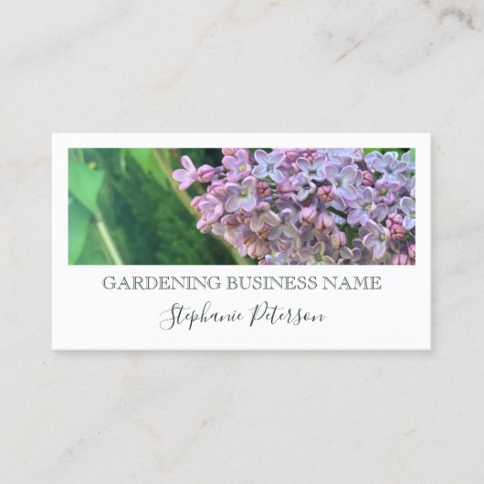 Eleganter Classy Lilac Custom Foto Green Gardener Visitenkarte (Vorderseite)