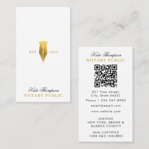 Eleganter Classy Notar-Unterschriftsagent QR-Code  Visitenkarte