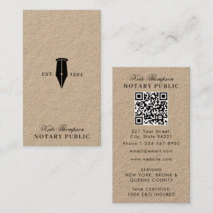 Eleganter Classy Notar-Unterschriftsagent QR-Code Visitenkarte