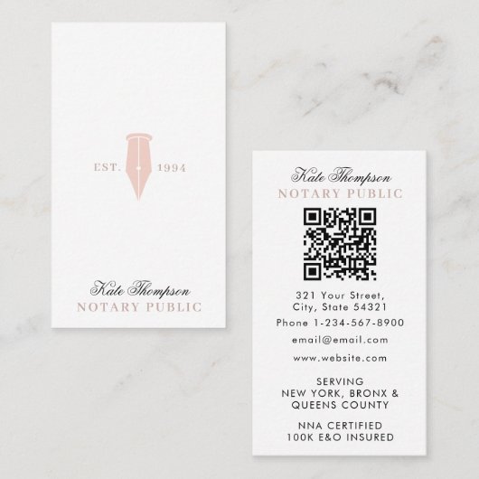 Eleganter Classy Notar-Unterschriftsagent QR-Code  Visitenkarte (Vorne/Hinten)