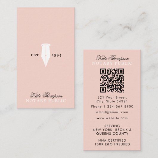Eleganter Classy Notar-Unterschriftsagent QR-Code  Visitenkarte (Vorne/Hinten)