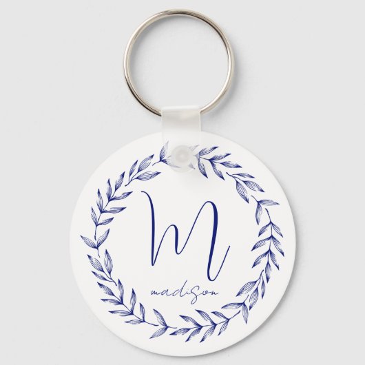 Eleganter Cobalt Blue Personalisiert Monogram Schl Schlüsselanhänger (Vorderseite)