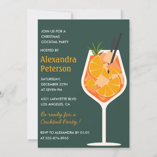 Eleganter Cocktail Cocktail Party Cocktail Modern Einladung (Vorderseite)
