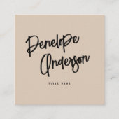 Eleganter Cocoa Cream Minimalistisch QR Code Moder Quadratische Visitenkarte (Vorderseite)