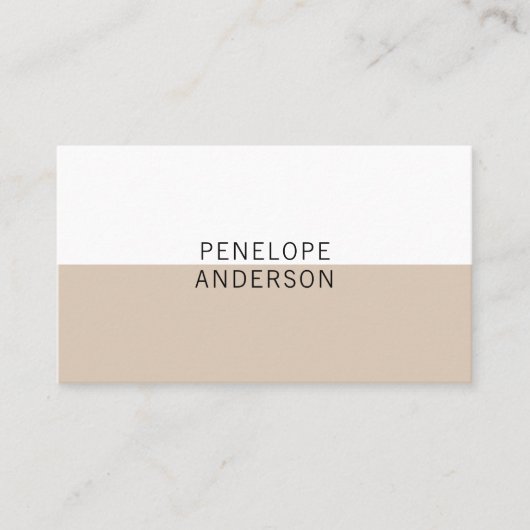 Eleganter Cocoa Cream Minimalistisch QR Code Moder Visitenkarte (Vorderseite)