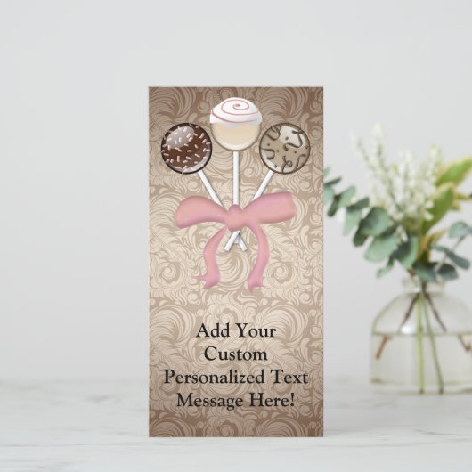 Eleganter Cocoa Damask Cake Pop (Stehend Vorderseite)