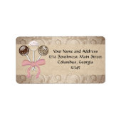 Eleganter Cocoa Damask Cake Pop Adressaufkleber (Vorne)