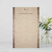 Eleganter Cocoa Damask Cake Pop Briefpapier (Stehend Vorderseite)