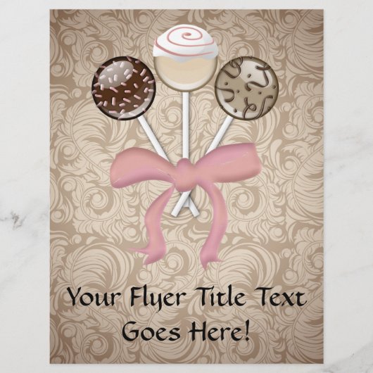 Eleganter Cocoa Damask Cake Pop Flyer (Vorne)