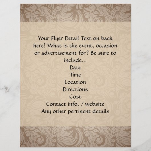 Eleganter Cocoa Damask Cake Pop Flyer (Hinten)