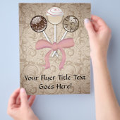Eleganter Cocoa Damask Cake Pop Flyer (Hand)