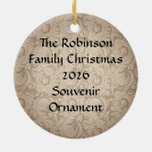 Eleganter Cocoa Damask Cake Pop Keramikornament (Hinten)