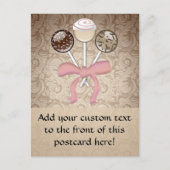 Eleganter Cocoa Damask Cake Pop Postkarte (Vorderseite)