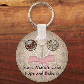 Eleganter Cocoa Damask Cake Pop Schlüsselanhänger (Vorderseite)