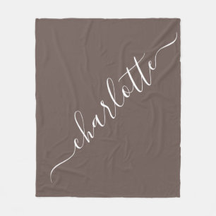 Eleganter Coffee Brown Script Name Personalisiert Fleecedecke