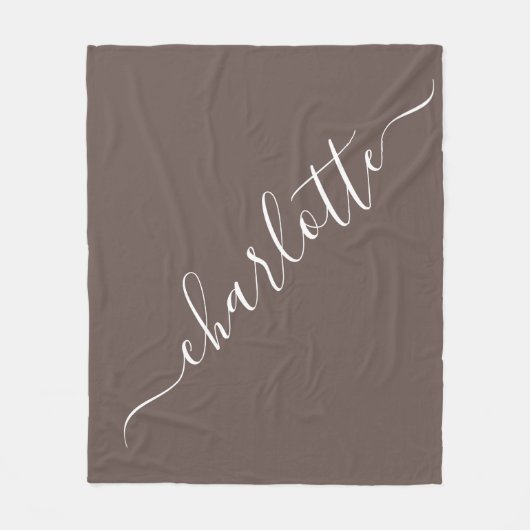 Eleganter Coffee Brown Script Name Personalisiert  Fleecedecke (Vorderseite)