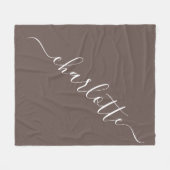 Eleganter Coffee Brown Script Name Personalisiert  Fleecedecke (Vorderseite (Horizontal))