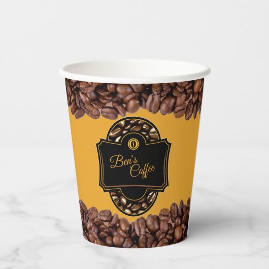Eleganter Coffee Shop Custom Business Name Paper C Pappbecher (Rückseite)