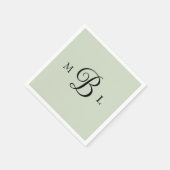 Eleganter Combo Schriftart Monogram Sage Wedding C Serviette (Ecke)