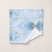 Eleganter Cooler Blue Agate und Gold Glitzer Borde Badhandtuch Set (Waschlappen)