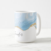 Eleganter Cooler Blue Agate und Gold Glitzer Borde Kaffeetasse (VorderseiteRechts)