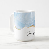 Eleganter Cooler Blue Agate und Gold Glitzer Borde Kaffeetasse (Vorderseite Links)