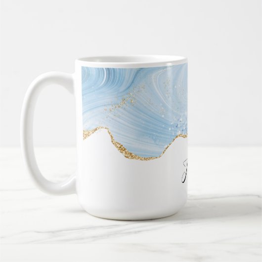 Eleganter Cooler Blue Agate und Gold Glitzer Borde Kaffeetasse (Links)